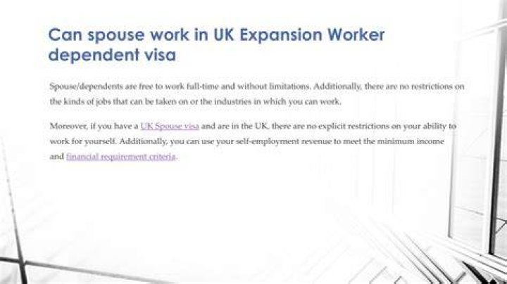 Can dependent spouse work in UK?