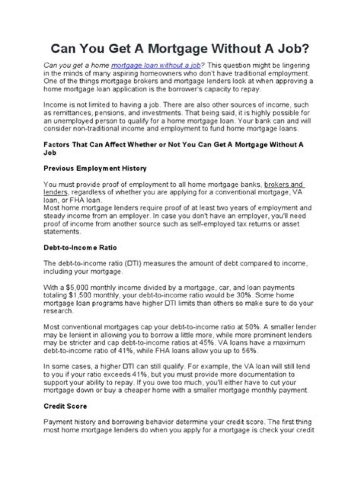 Can you get a mortgage for an investment property without a job?