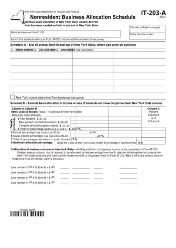 Do you need to fill out nonresident business allocation Schedule to allocate New York State business income?