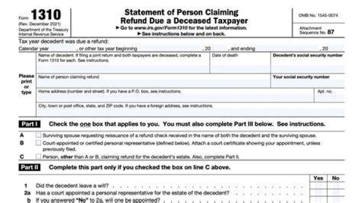 Does form 1310 need to be mailed?