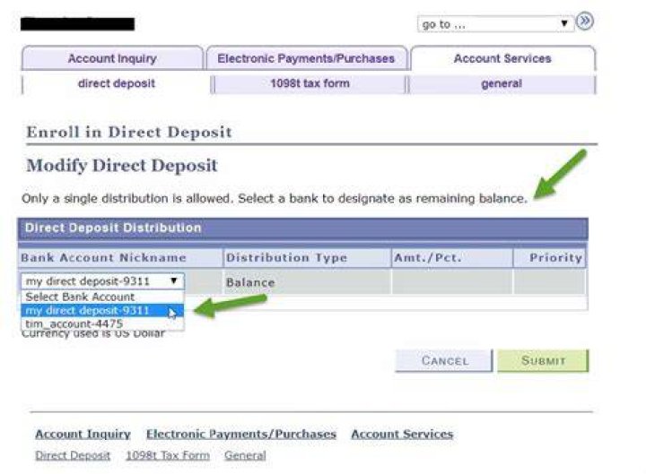 How can I give IRS my direct deposit info online?