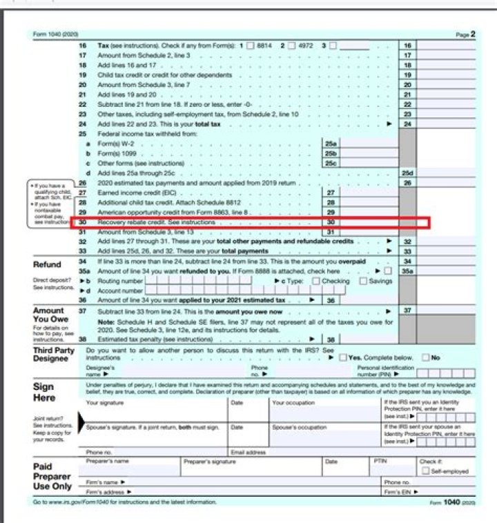 How do I claim my 1040x Recovery Rebate credit?