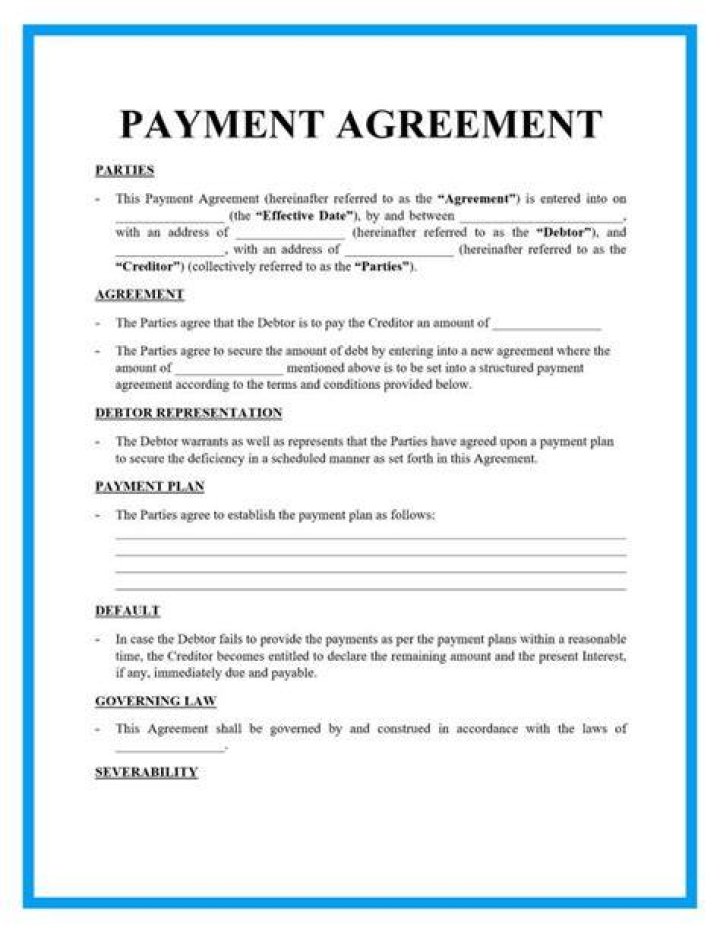 How do I make an agreement of payment?