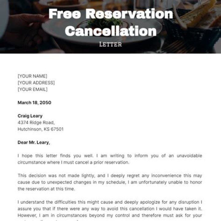 How do you politely cancel a reservation?