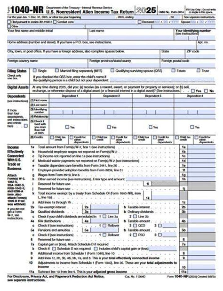 How to fill out schedule NEC Form 1040NR?