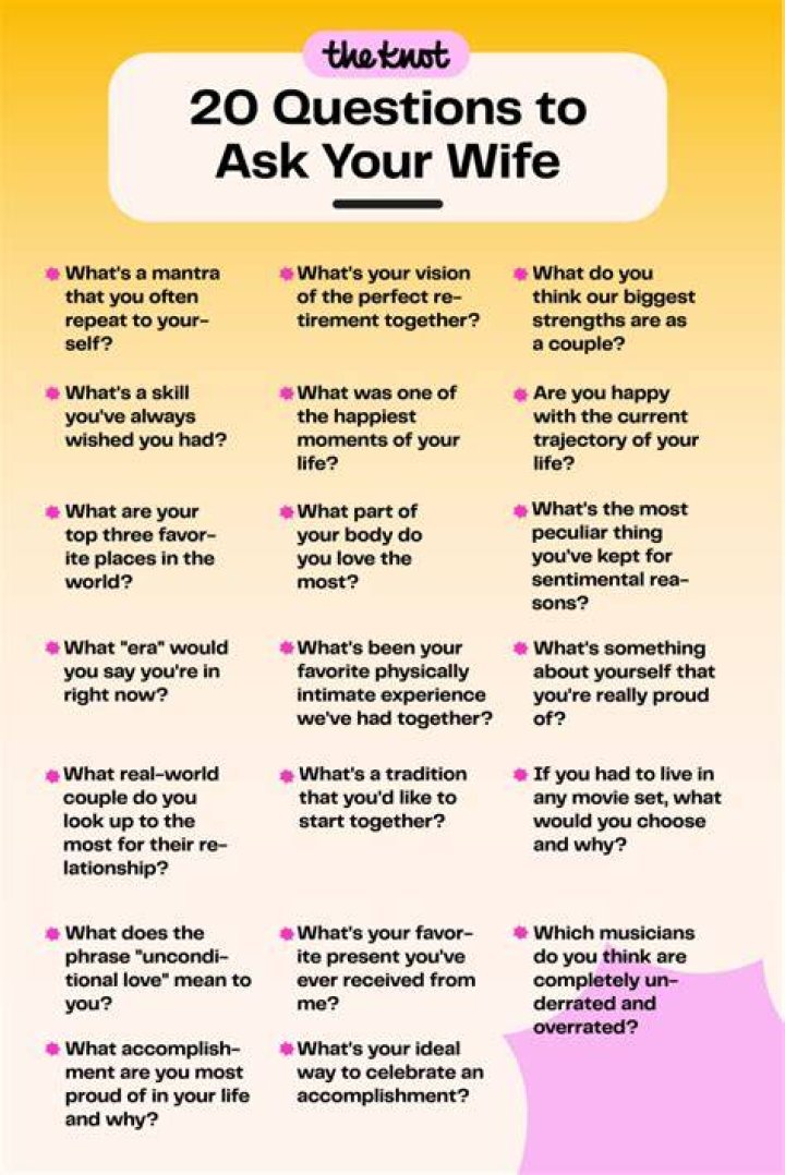 What are some good questions to ask your wife?