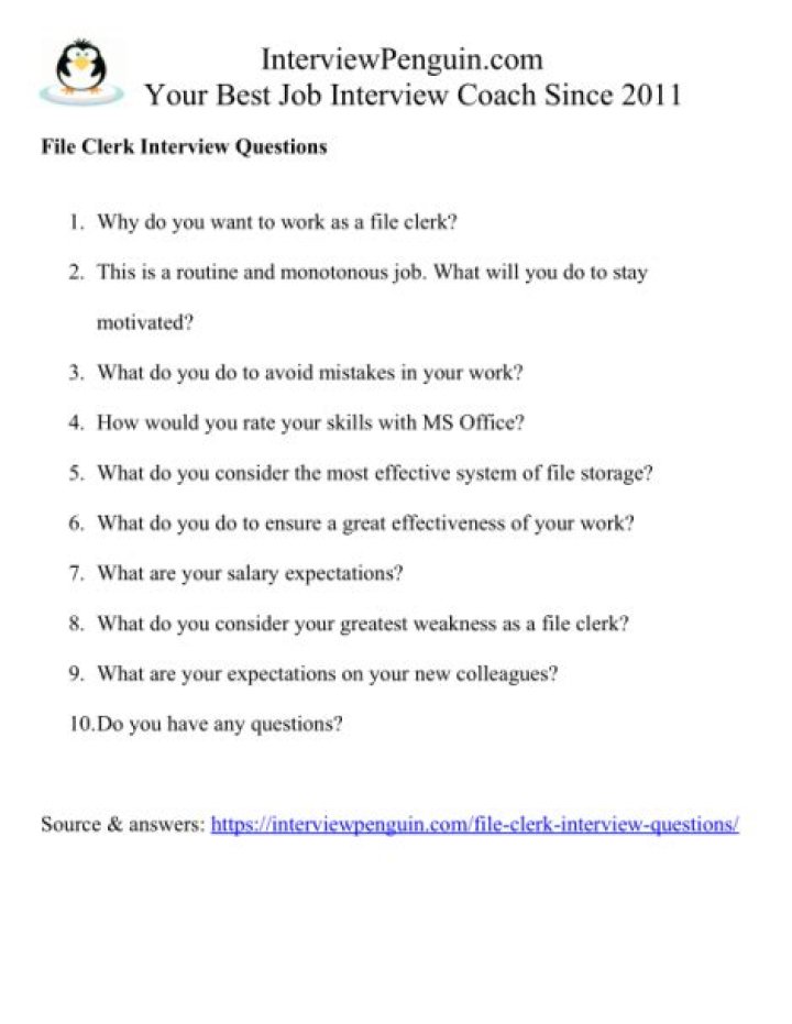What are the interview questions for a file clerk?