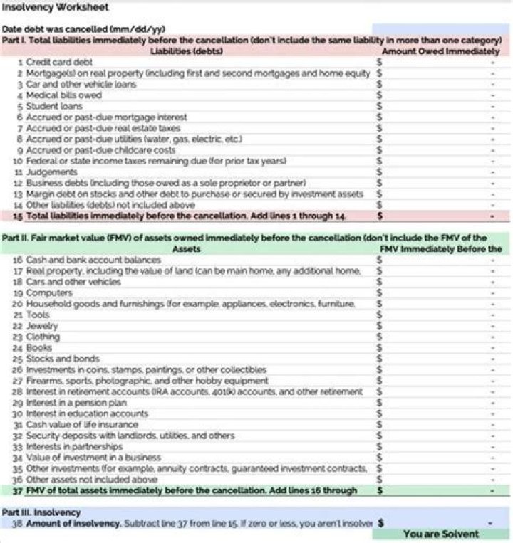 What do you put in the 982 form for insolvency?