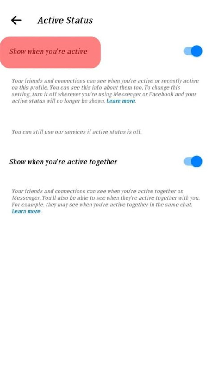 What does it mean when Messenger says active 1 minute ago?