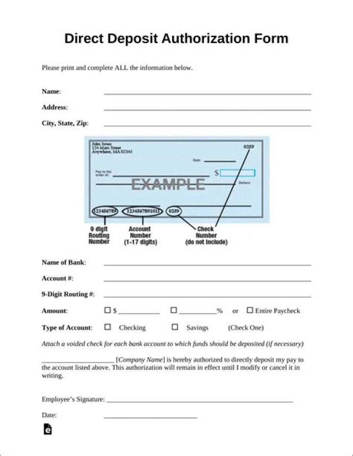 What form do I need for direct deposit?