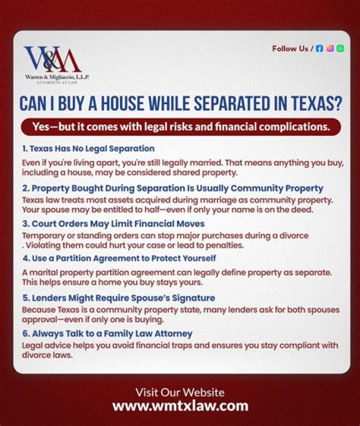 What happens if you buy a house while separated?