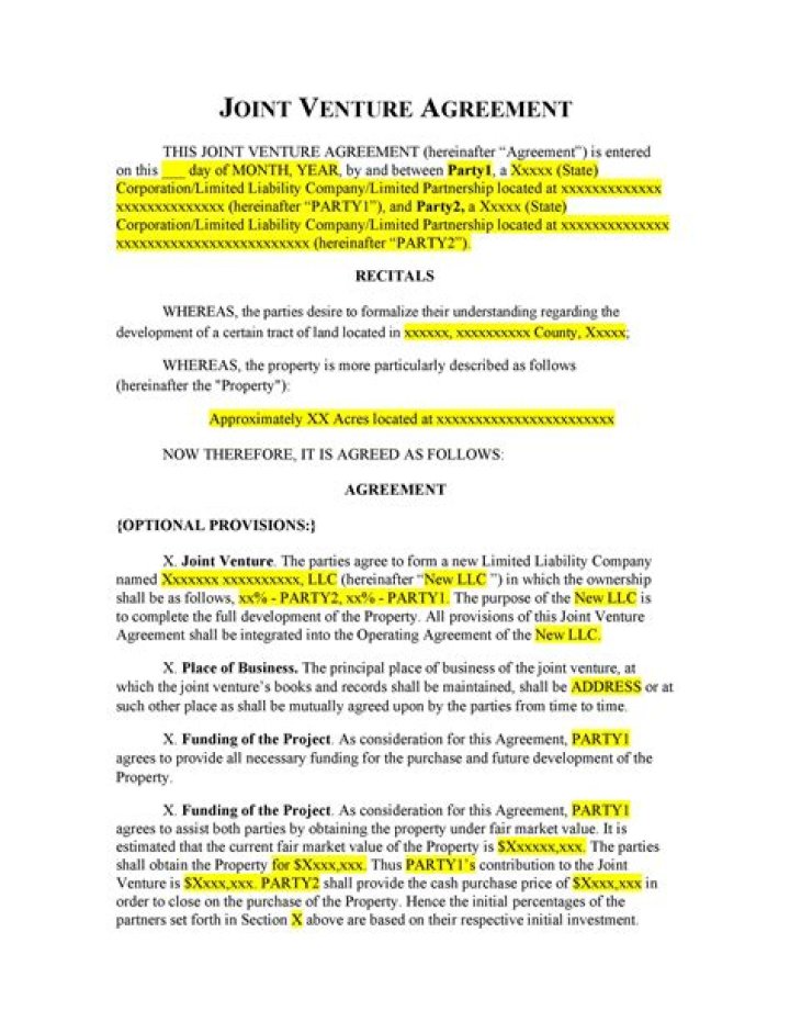 What is a joint partnership agreement?