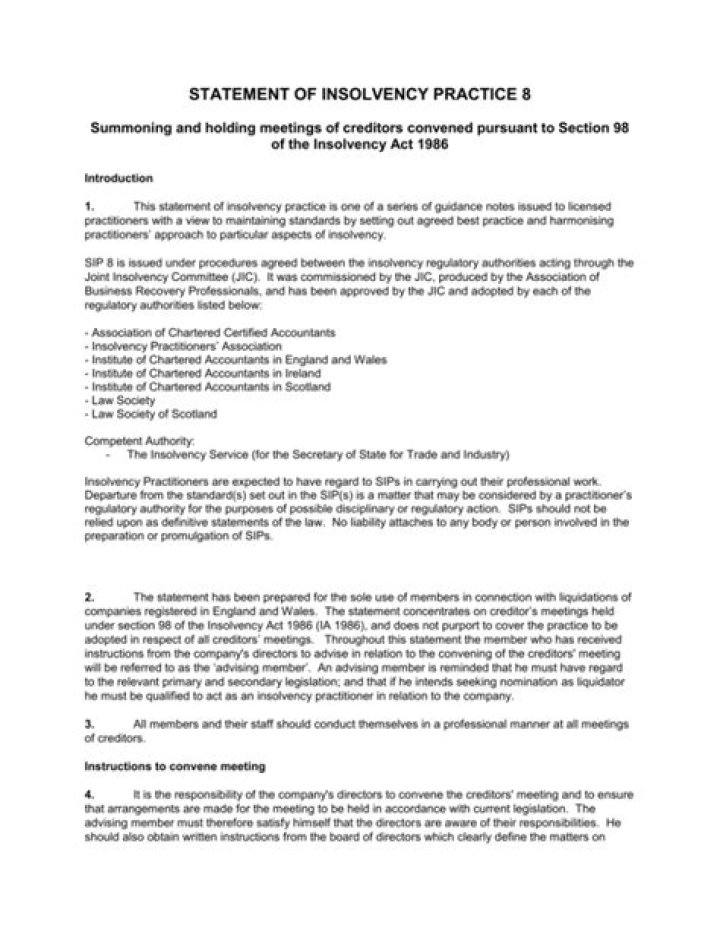 What is a statement of insolvency?