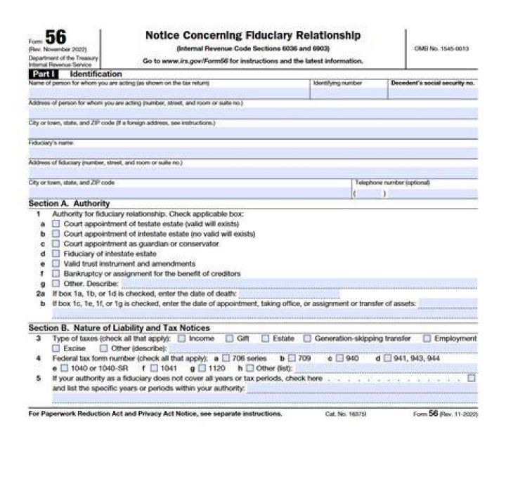 What is form 56 for the IRS?