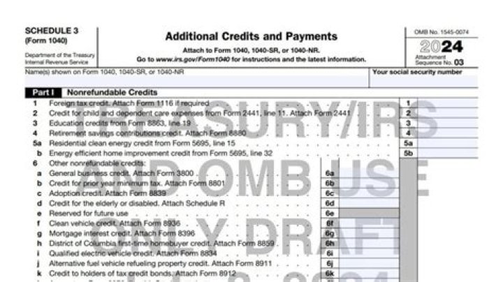 What is Schedule 3 on the 1040 form?