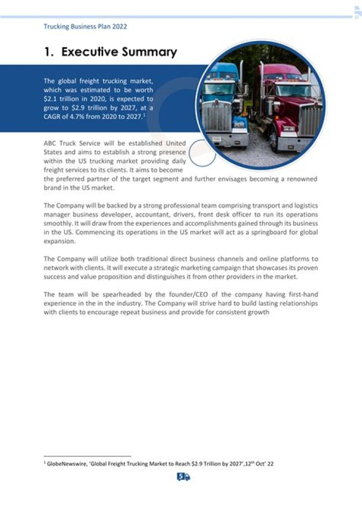 What is the business purpose of a trucking company?