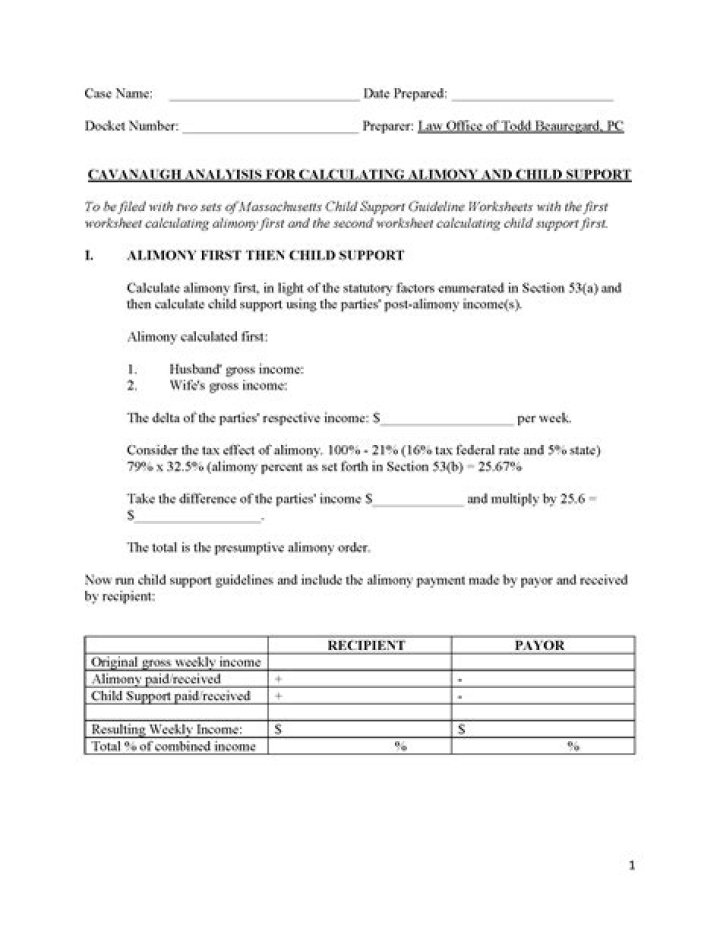 What is the formula to calculate alimony?