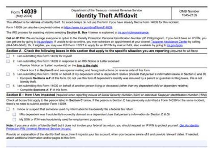 What is the IRS number for identity theft?