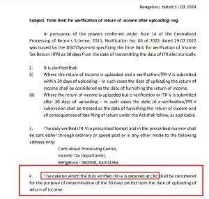 What is the time limit for verification of return of income filed?