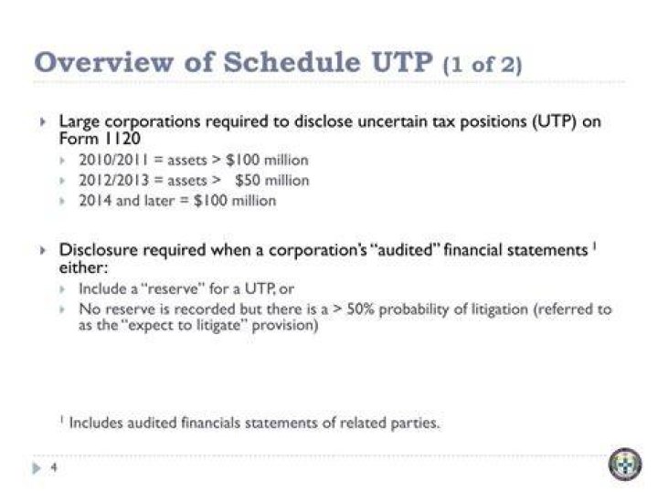 What is UTP for tax?