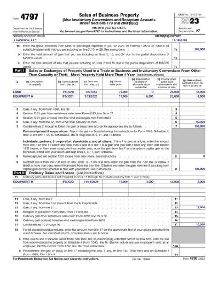 What kind of property can be sold on Form 4797?