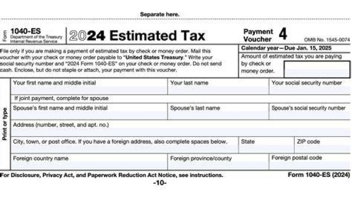 When to use the 1040 estimated tax form?