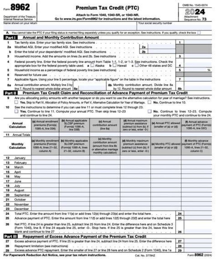 Where do I Send my Tax Form 8962?