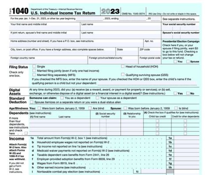 Which form is used for income tax return for individual?