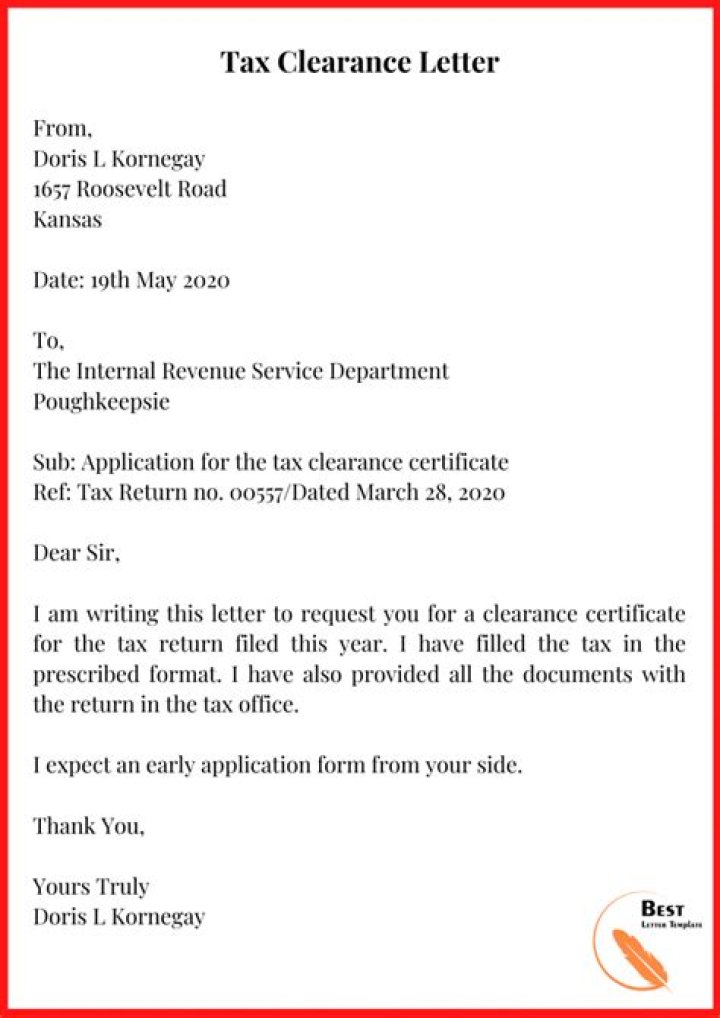 Which is an example of a tax letter?